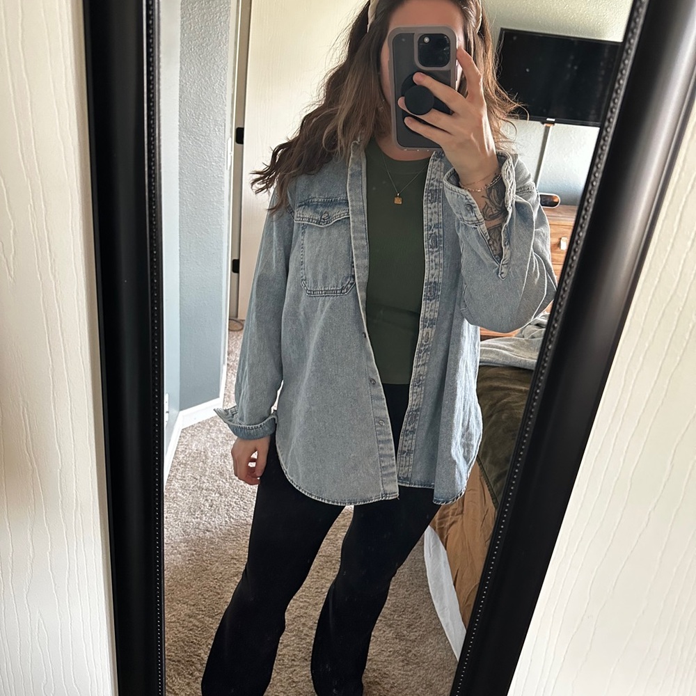 target womens long sleeve oversized denim boyfriend shirt - XL